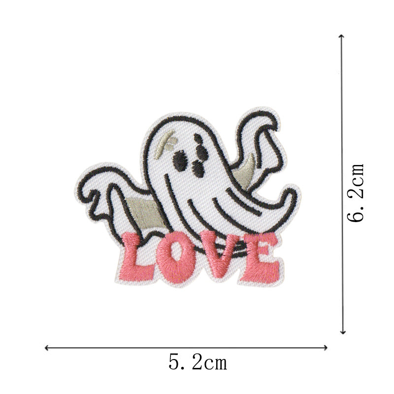 Wholesale new small ghost magic embroidery stickers cartoon cloth stickers handbook mobile phone Halloween decoration stickers DIY embroidery